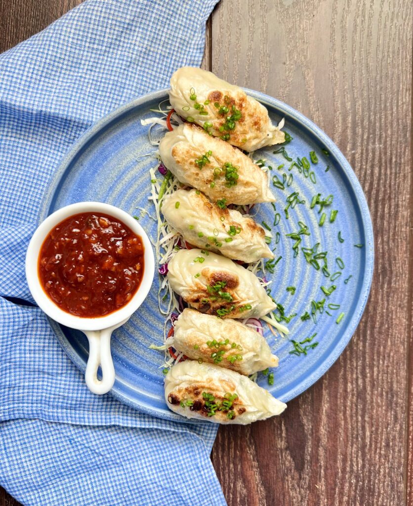 Pan Fried Mixed Veg Momos with Chilli Garlic Sauce Chefkraft